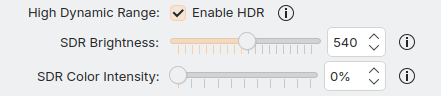 HDR settings